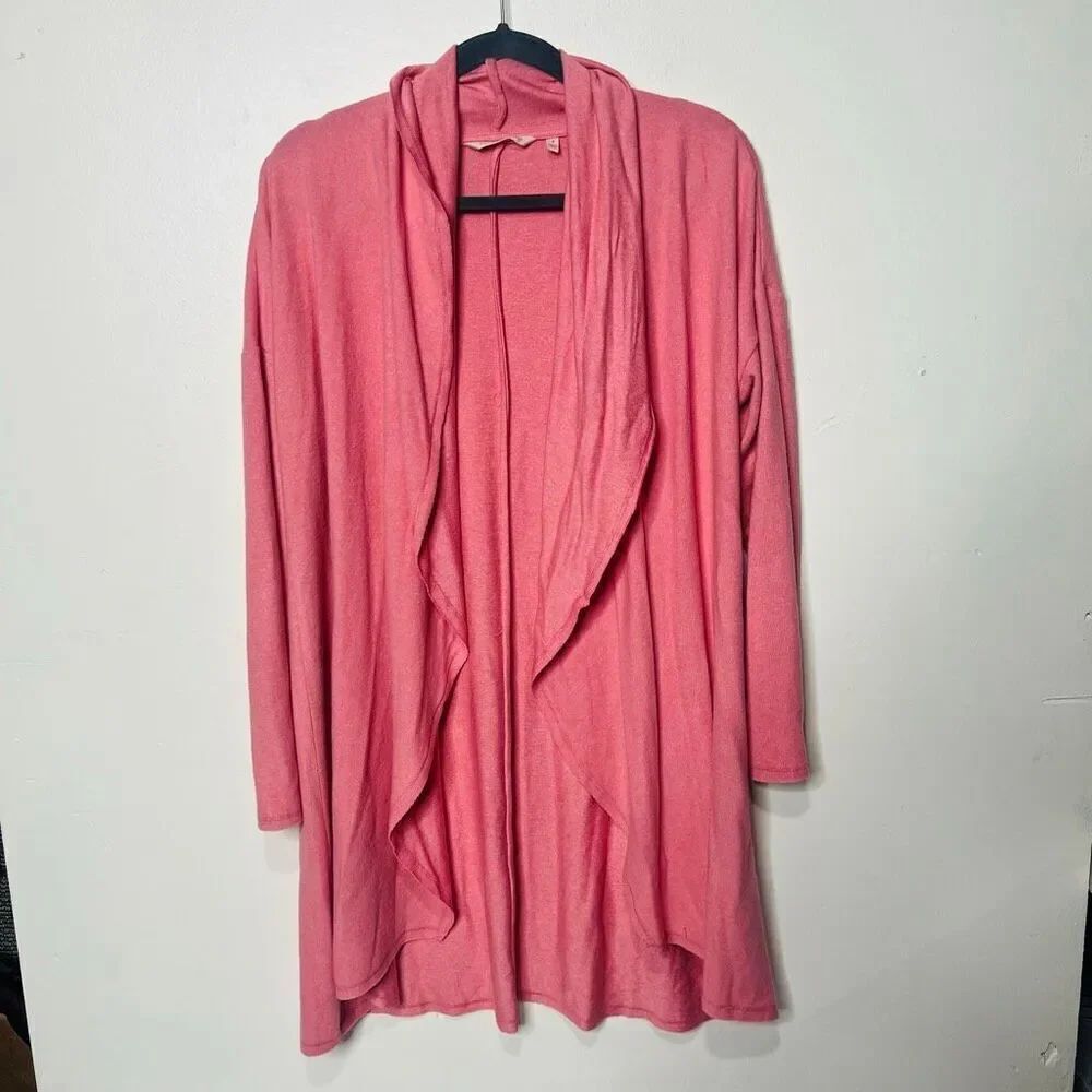 Soft Surroundings Pink Long Open Front Cardigan Sz Small